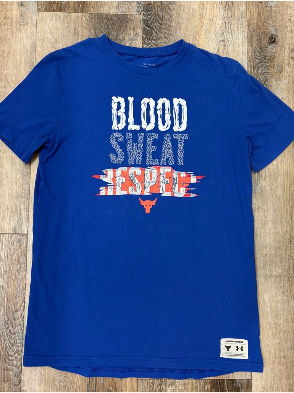 Under Armour Blue "Blood Sweat Respect" Graphic Tee, Boys YXL